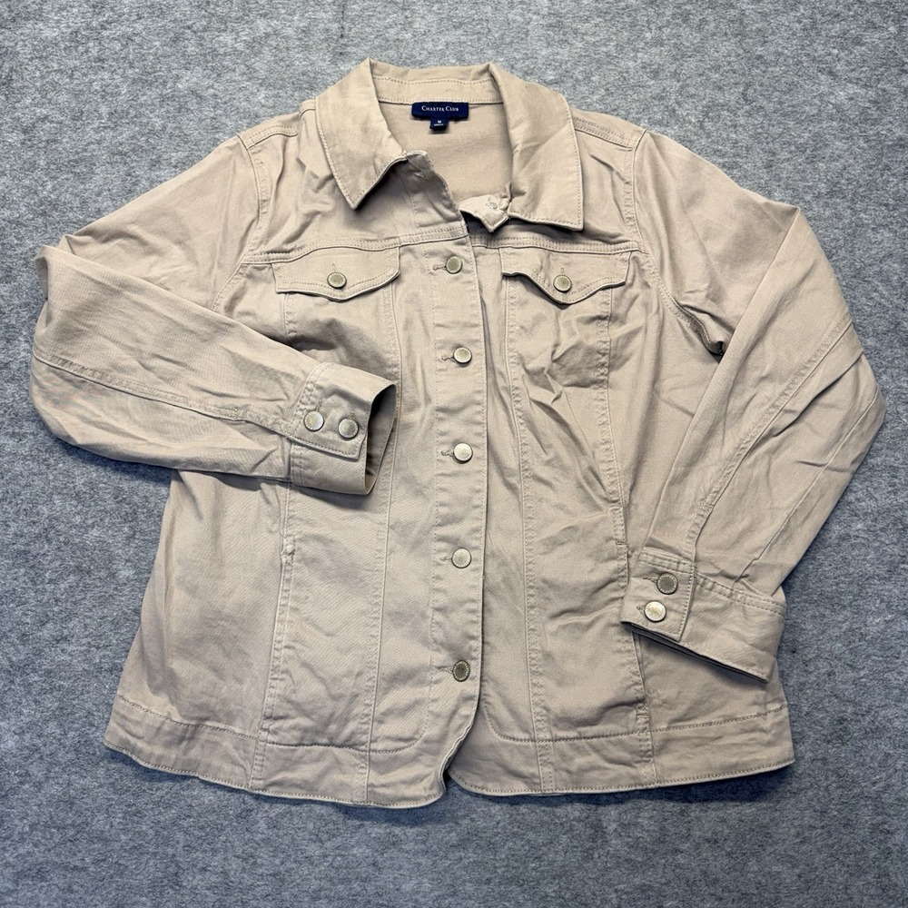 Charter Club Utility Jacket Women 1X Stretch Cotton Beige Solid